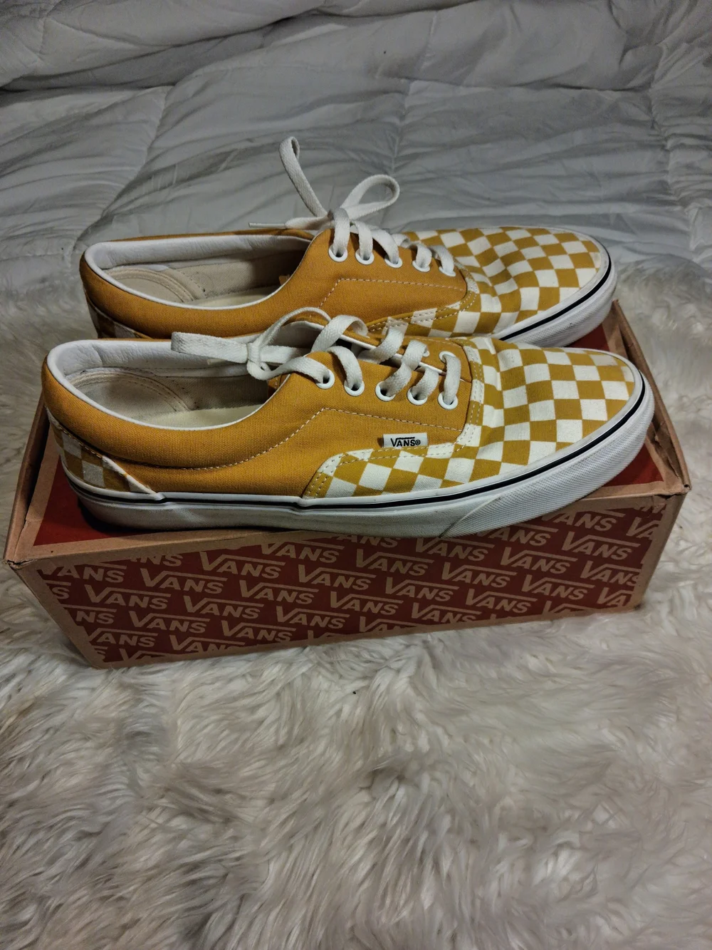 Vans Checkerboard Sneakers in Yellow and White